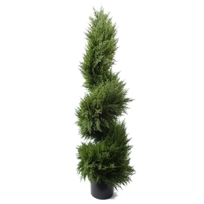 Image of Leaf Protected Artificial Topiary Tree, 120cm UV Cedar Spiral