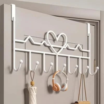 Image of Over The Door Hook, Hanger for Coat, Towel, Bag, Robe (1 Pack, White)
