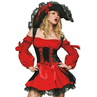Image of Leg Avenue 83157X08012 Vixen Pirate Wench + Costumes, red, Women: 16 18