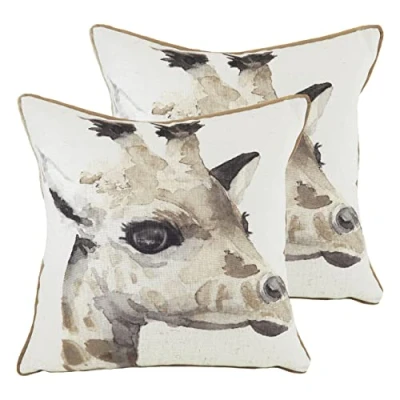 Image of Evans Lichfield Safari Giraffe Cushions (Twin Pack) White Size 43 cm x