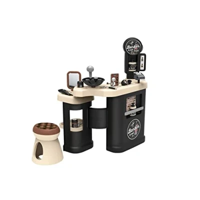 Image of Smoby Barber and Hairdresser play salon shop for children (69 x 48 91,5 cm) station incl, toy accessories styling kids girls boys aged 3 years over