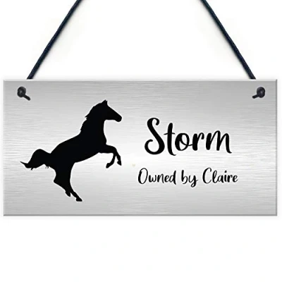 Image of RED OCEAN Hanging Stable Door Sign PERSONALISED Horse Name Owner Gift Keepsake