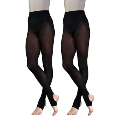Image of 2 Pairs Stirrup Dance Tights Tan Age 7 9