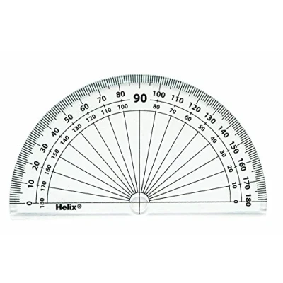 Image of Helix 10cm 180 Degree Protractor Reverse Scale Pack of 10
