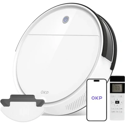 Image of OKP Vacuum Robot With Wiping Function, Super Slim Cleaner Robot, Compatible WiFi/APP/Alexa, Ideal For Hard Floors, Carpets And Pet Hair Remote Control K5B