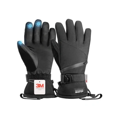 Image of OutdoorMaster Ski Snow Gloves for Women &amp; Men, 3M Thinsulate Waterproof Snowboard Gloves, Winter Warm Windproof Snowmobile with Double Pocket