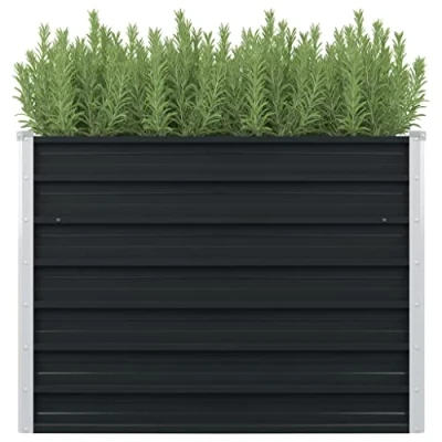 Image of vidaXL Raised Garden Bed Anthracite Galvanised Steel Square Planter for Outdoor Patio, Deck, or Balcony