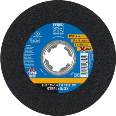 Image of PFERD 25 X Cutting Disc, 125 1.6 mm, Straight, Lock (22.23 mm), PSF Steelox, 61721124 for Quick and Comfortable Tool Change