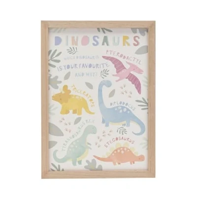 Image of Widdop Petit Cheri Dinosaur Names Plaque MDF Frame 28cm x 16cm New Born Baby Shower Present Nursey Décor Children&#039;s Room Decoration Kids Bedroom