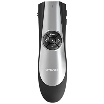 Image of BYEASY Presentation Clicker for Powerpoint, Wireless Presenter Remote Control with Volume Teaching Presentations Speech School Assemblies and etc Red Laser