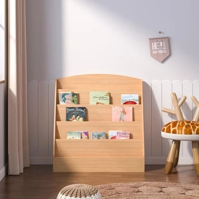 Image of Duffy Children Kids Bookcase Storage Bookshelf Toy Shelf Display Rack Organizer Holder with 5 Shelves (Maple)