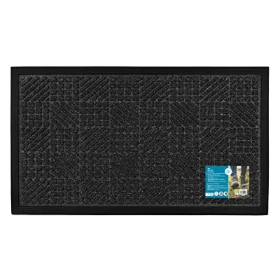Image of JVL Firth Tile Rubber Backed Doormat, 40x70cm, Charcoal