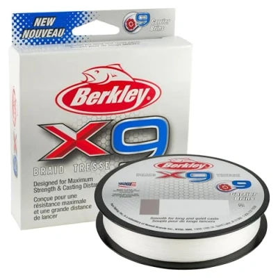 Image of Berkley X9 Braided Fishing Line 9 Strand Braid for Saltwater and Freshwater Fishing, Unisex,, Crystal, 14.2kg 164yd 150m