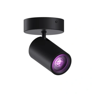 Image of CALEX Smart LED Ceiling Light, 1 Light Spot, Rotatable Spotlight, GU10 Bulb, App Controlled, Compatible with Amazon Alexa, Round, Black