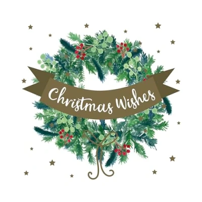 Image of Eurowrap Pack of 12 Assorted Christmas Cards Xmas Wreath and Tree 2 Designs Seasons Greetings Wishes Eco Friendly Packaging 100% Recyclable