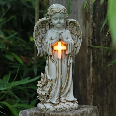 Image of Tuzsocr Solar Angel Garden Statues Praying Angel, LED Guardian Figure, Weatherproof Figure on the Grave, Grave Light, Outdoor Decoration, Sculpture Decorative Lawn, Yard, Patio,