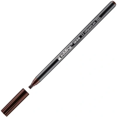 Image of edding 1255 calligraphy pen darkbrown 1 nib 3.5 mm fibre for paper, wood, terracotta, canvas hand lettering, bullet journals, thank you cards, books