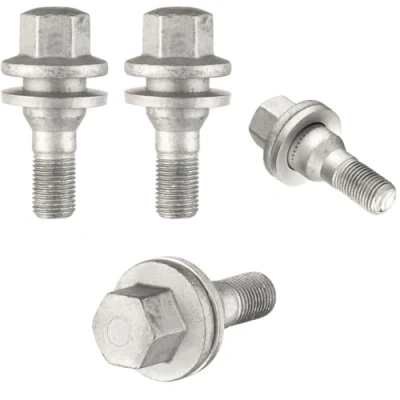 Image of RYBO Wheel Bolts Nuts, Flat Washer, M12 x 1.25 Compatible With Citroen C2 C3 C4 C5 Peugeot 206 207 308 407 (4)