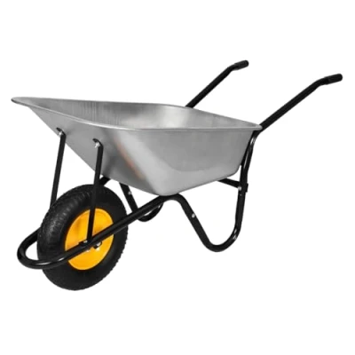 Image of Wheelbarrow 100L Strong Single Wheel 16&quot; 4.00 8 Pneumatic Tyre, Heavy Duty Galvanised Tray Hand Cart Trolley 150kg Capacity Home Garden Camping Festival TOUGH MASTER