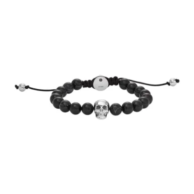 Image of Diesel Bracelet for Men Beads, Length: 180 195mm, Width: 8mm, Height: 14.5mm black Semi Precious Bracelet, DX1381040