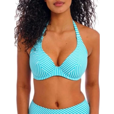 Image of Freya Womens Jewel Cove Halter Bikini Top Blue Polyamide Size 34D