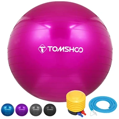 Image of TOMSHOO Exercise Ball, Anti Burst Gym Ball Yoga With Air Pump Thickened Fitness for Fitness, Pilates, Stability Balance Physical 45cm 55cm 65cm 75cm