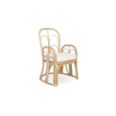 Image of Aria Wave Toddler Chair Handmade Rattan Reading with padded seat cushion for Nursery Bedroom Armchair Furniture Décor Children Playroom