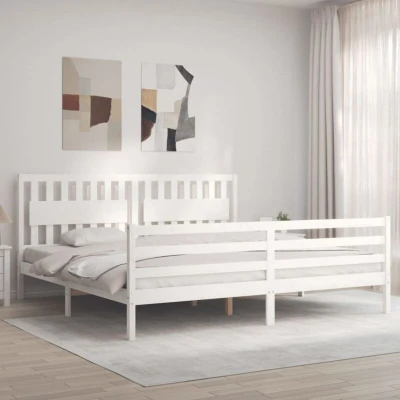 Image of vidaXL Bed Frame without Mattress White 200x200 cm Solid Wood