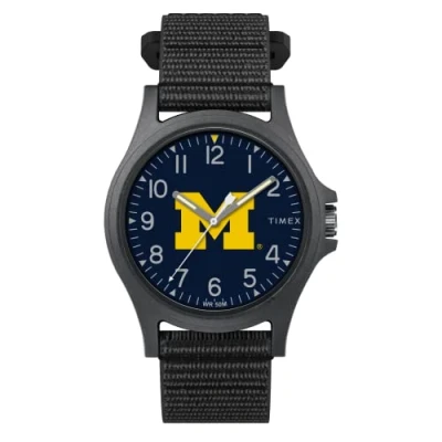 Image of Timex Men&#039;s Collegiate Pride 40mm Watch Michigan Wolverines with Black FastWrap Strap