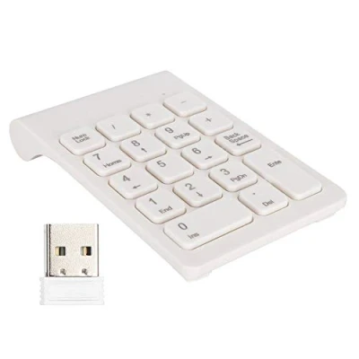 Image of Wireless Number Keypad, 2.4GHz Portable Mini USB C Numeric Pad 18 Keys Financial Accounting Keyboard Extensions for Laptop, PC, Desktop, Surface Pro, Notebook(White)