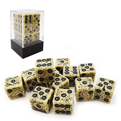 Image of Bescon Old Looking Ancient Bone Dice D6 16mm 12pcs Set, Six Sided Die (12) Block of Stone