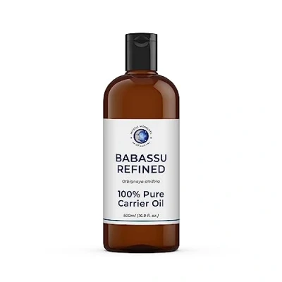 Image of Mystic Moments Babassu Refined Carrier Oil 1 Litre Pure &amp; Natural Perfect For Hair, Face, Nails, Aromatherapy, Massage and Dilution Vegan GMO Free