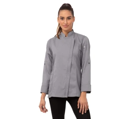 Image of Chef Works Women&#039;s Hartford Womens Coat s Jacket, Gray, M UK