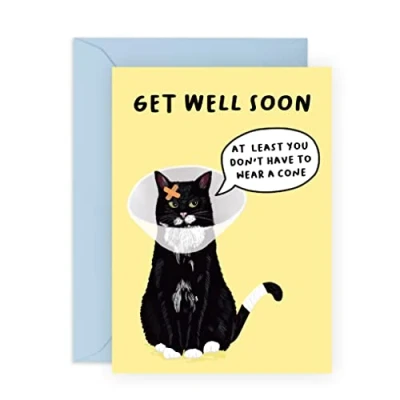 Image of Central 23 Get Well Soon Card Funny For Men And Women Cat Greeting Cards Cheer Up Gifts Comes With Fun Stickers