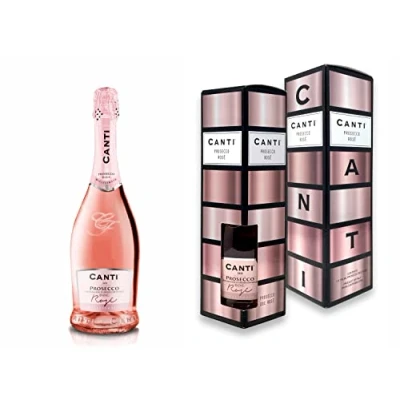 Image of Canti Prosecco D.O.C. Millesimato, Rose Sparkling Extra Dry 10.5%, Wine Gift Pack, Italian Glera and Pinot Noir Grape Varieties from Veneto, Fresh Sweet Taste, 1x750 ml