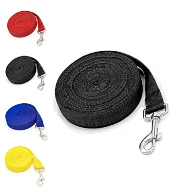 Image of Dog Training lead Leash Extra Long Line,10m Nylon for Large Medium &amp; Small Dogs Great Pet Recall Obedience, Play, Running, Camping Backyard Strong with Metal Components (Black)