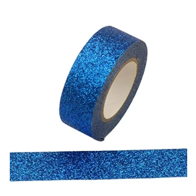 Image of Syntego Glitter Washi Tape Decorative Craft Self Adhesive Stick On Sticky Trim (Royal Blue)