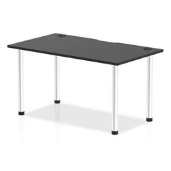 Image of Impulse Black 1400 x 800mm Straight Table CP Aluminium Leg