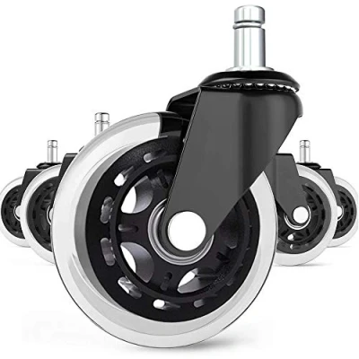 Image of Office Chair Caster Wheels Set of 5 Heavy Duty &amp; Safe for All Floors Including Hardwood 3&quot; Rubber Replacement Desk Floor Mats