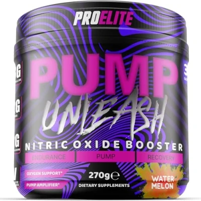 Image of ProElite Pump Unleash Nitric Oxide Booster 270g, Pre Workout Powder, 30 Servings with Beta Alanine, Caffeine, Arginine (AAKG), Citrulline, Vitamin B3 B12 (270g, Watermelon)