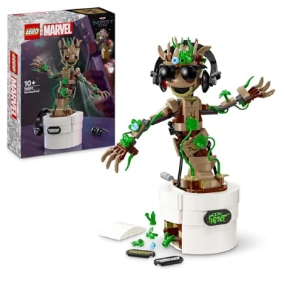 Image of LEGO Marvel Dancing Groot Buildable Animated Toy Action Figure, Guardians of the Galaxy Character, Kids’ Hand Operated Interactive Playset, Super Hero Gift for 10 Plus Year Old Boys and Girls 76297