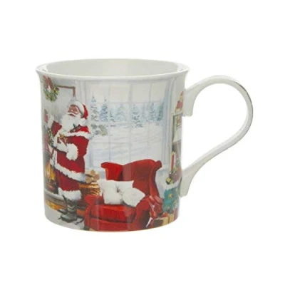 Image of The Leonardo Collection Santa and Christmas Tree mug Coaster set Boxed fine bone china