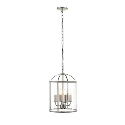 Image of Lambeth 4 Light Ceiling Pendant Clear Glass, Satin Nickel, E14