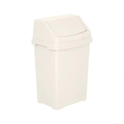 Image of Wham High Grade 50Lt Plastic Soft Cream Flip Top Waste Rubbish Bin