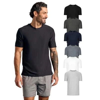 Image of True Classic Men&#039;s Active Crew Neck Short Sleeve T Shirt, 6 Pack Heather Staple, S