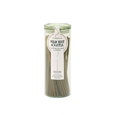 Image of Paddywax Candles Incense Sticks in Glass Jar, Mint &amp; Santal, 100 Piece