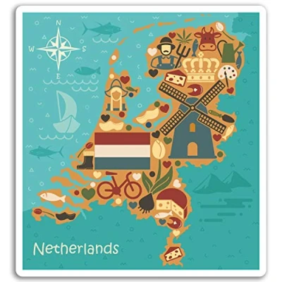 Image of 2 x 10cm Netherlands Map Vinyl Stickers Travel Sticker Laptop Luggage #17058 (10cm Tall)