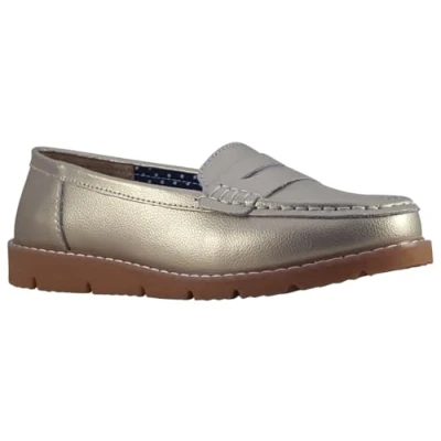 Image of Jo &amp; Joe Women’s Real Suede Leather Penny Loafer Comfortable Smart/Casual Flat Slip on Boat Shoe in Sizes 4 8 (Gold, UK Footwear Size System, Adult, Women, Numeric, Medium, 7)
