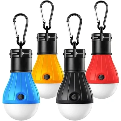Image of Camping Lights, Tent Lights with Carabiner Clips Waterproof Portable Battery Operated Emergency LED Light Bulb Lamp Lantern for Outside Outdoor Hiking Fishing (4 Pack)