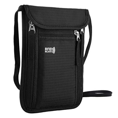 Image of KEAFOLS Travel Wallet Passport Holder for Women abd Men. RFID Blocking Organiser (Black)